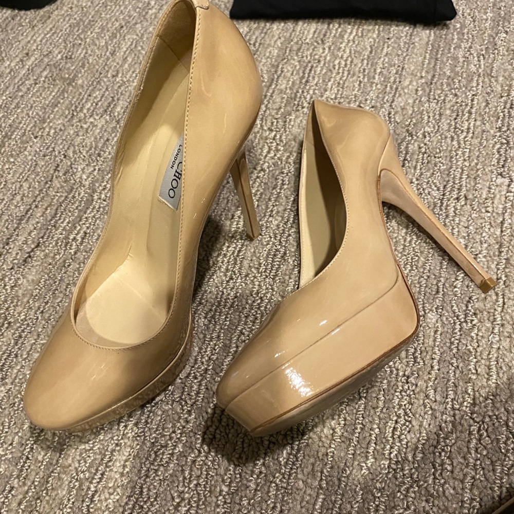 Nude patent leather platform Jimmy Choo